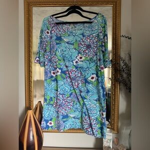Lilly Pulitzer Blue and Pink 3/4 Sleeve Boxy Tunic
